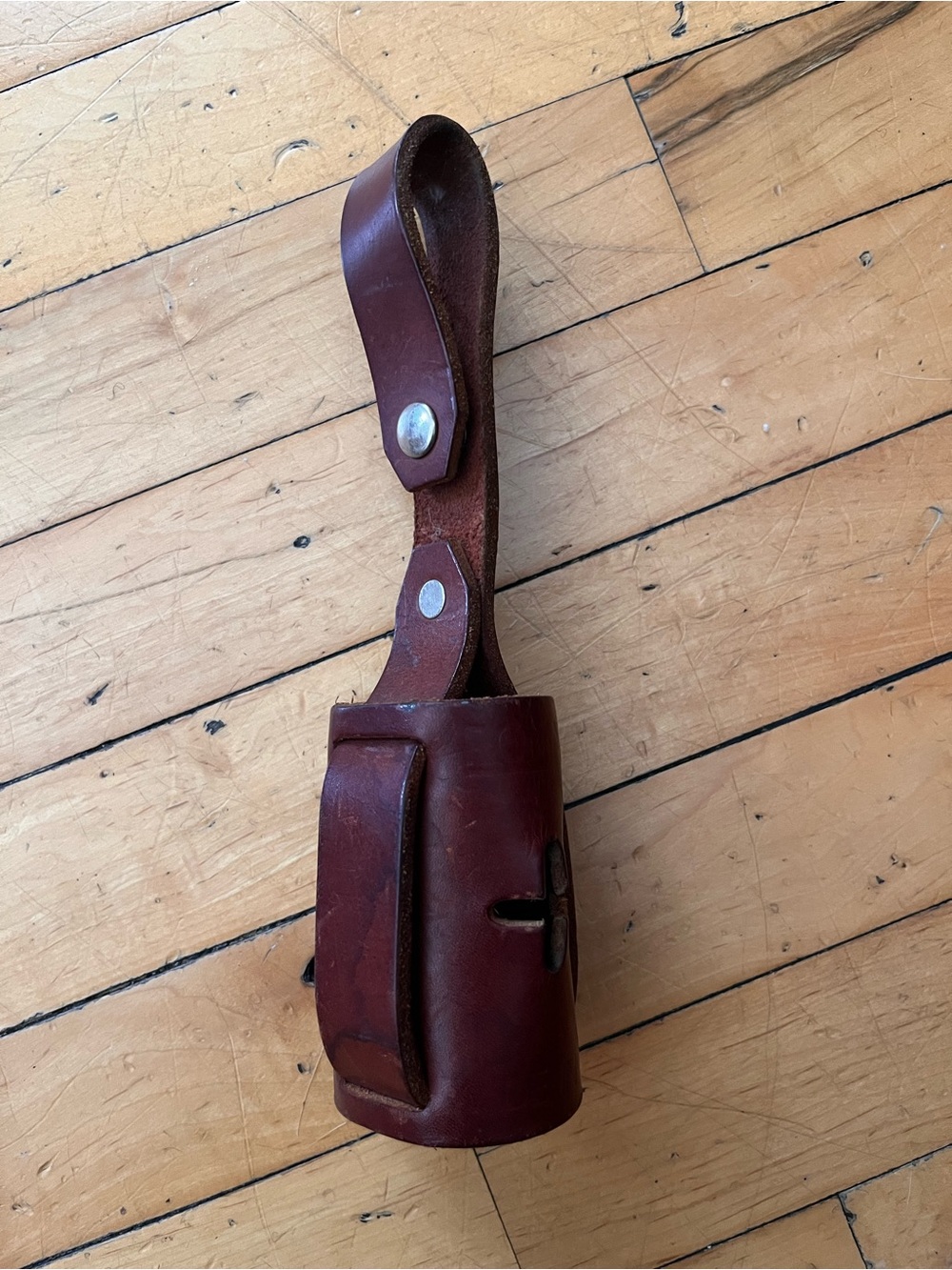 Leather Waste Bag Holder - Brown